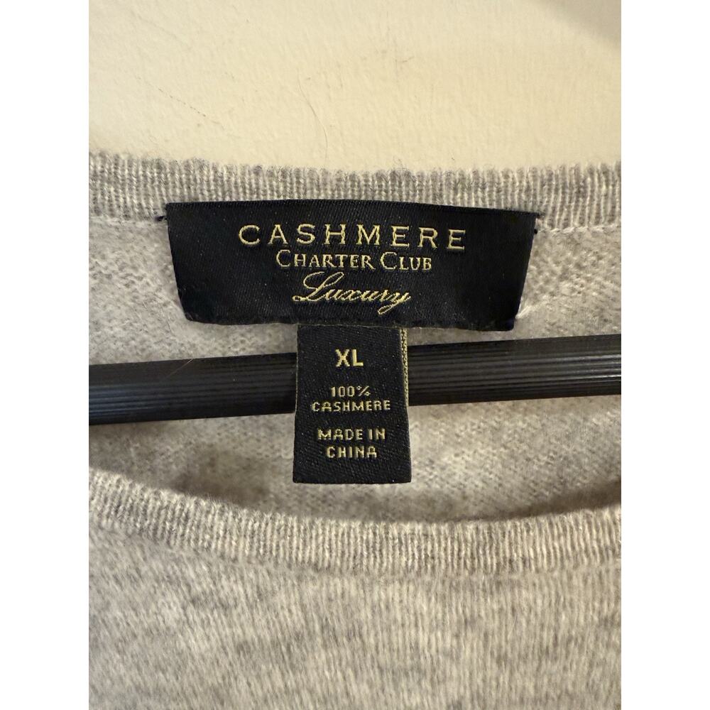 Charter Club Women’s Cashmere Luxury Gray Crew Neck Sweater XL Classic Minimal - Picture 5 of 8